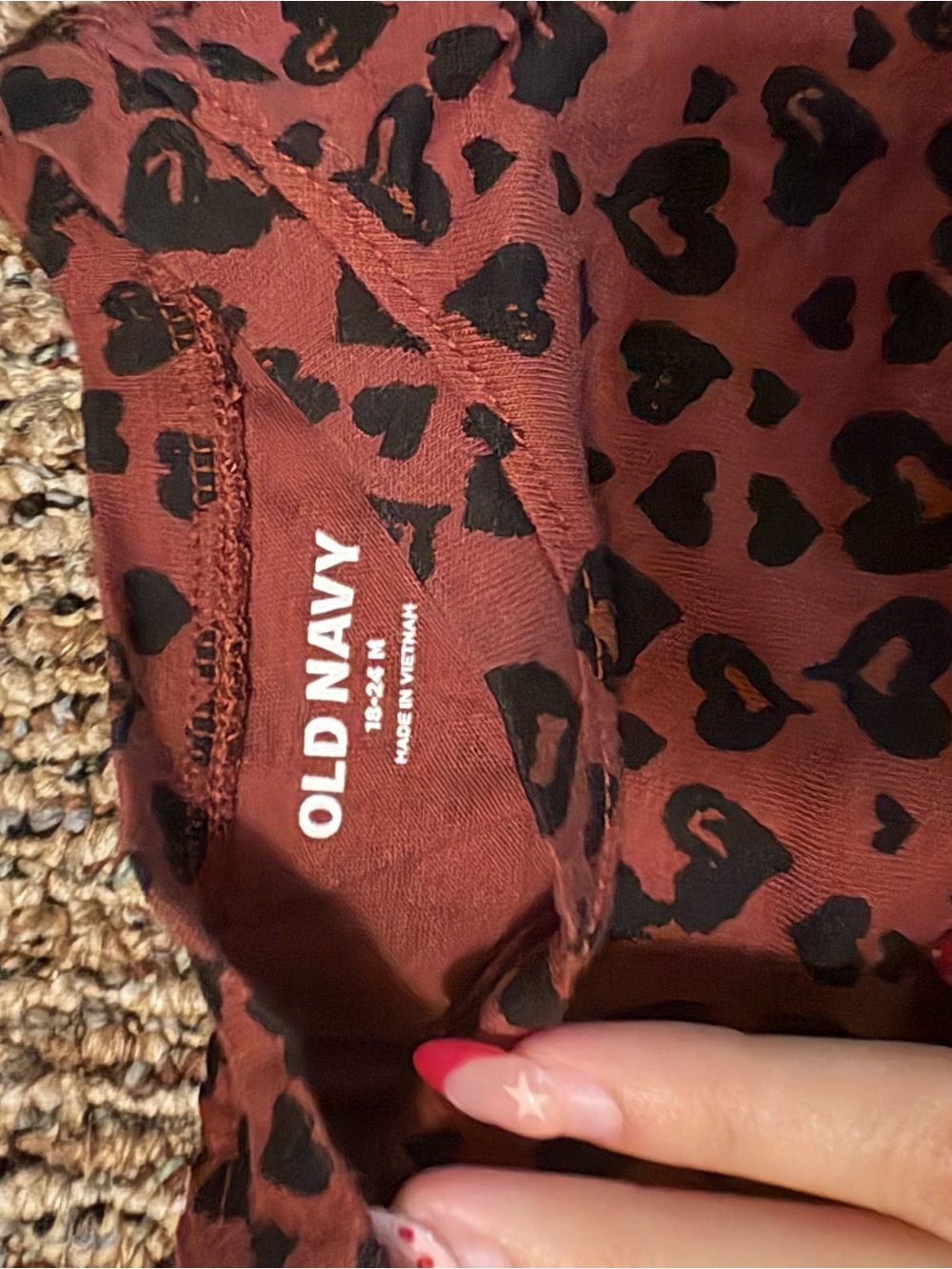 Old Navy Rust Brown Leopard Heart Print One-Piece Bodysuit
